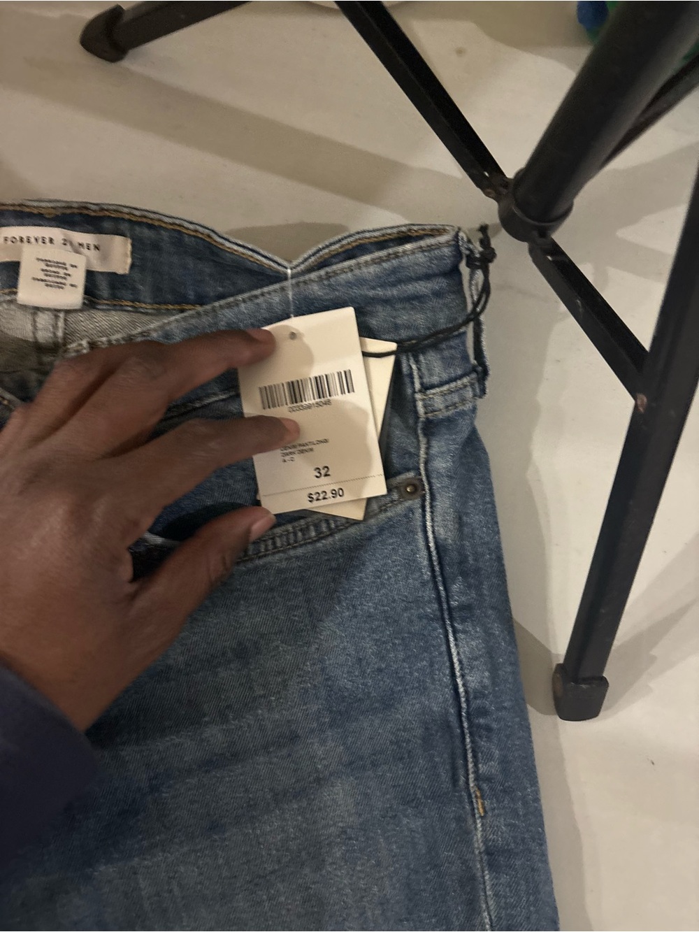 Forever 21 Men Light Blue Straight Leg Jeans